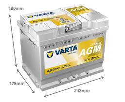 VARTA A8 - VARTA 60AH DYNAMIC AGM  680A START/STOP