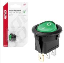 ACCESORIOS 5903293030844 -  INTERRUPTOR REDONDO VERDE 12/24V 20A ON/OFF AMIO 03084
